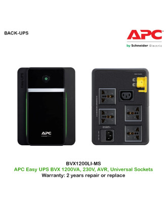 APC Easy BVX1200LI-MS UPS BVX 1200VA, 230V, AVR, Universal Sockets