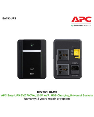APC Easy UPS BVX700LUI-MS 700VA, 230V, AVR, USB Charging,Universal Sockets