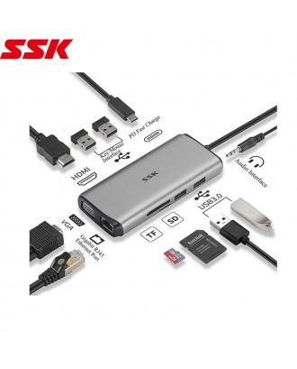 SSK 11 in 1 USB C Hub,Multiport USB Dock,USB C to Ethernet Adapter