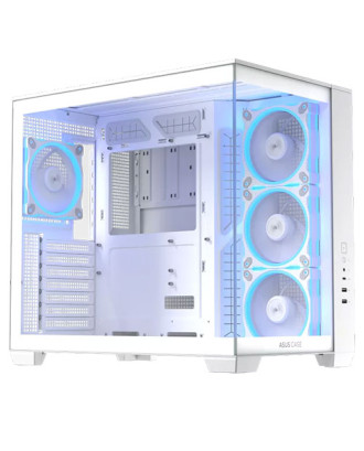 ASUS A32 PLUS ATX  White ( Support ATX MB / USB C / Tempered Glass / Included 4 Fans ) 