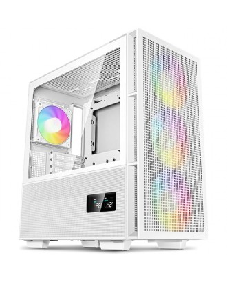 Case Deepcool CH560 DIGITAL White ( ATX MB /Real Time dual temperature  / Included 4Fan ARGB / Tempered Glass ) 