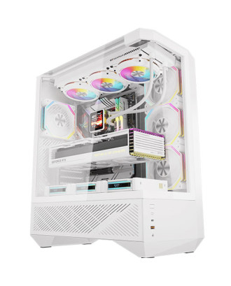 Case darkFlash DY460 White ( Support ATX MB / USB3.2 Gen 2 Type-C included / 3 Glass Side  ) 