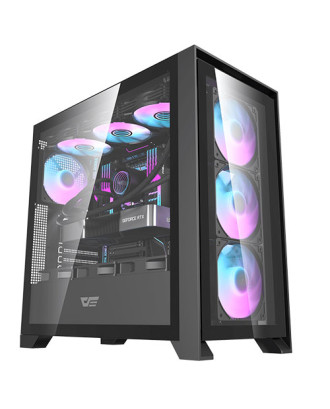 darkFlash DRX90 Glass Black ( Support ATX MB / USB-C / Tempered Glass /  Included 4Fans ARGB ) 