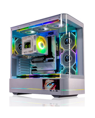 Case Jungle Leopard AC02 White ( Support ATX MB / USB-C / Included LCD 5.5"  ) 
