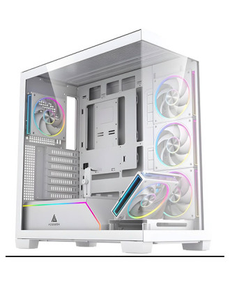 Acegeek Nebula Pro White ( Support ATX MB / Type-C / Included ARGB Fan x 5pcs) 
