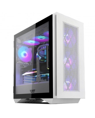 darkFlash DLS480 White ( Support ATX MB / USB 3.0 / Tempered Glass / Included 4Fans ) 