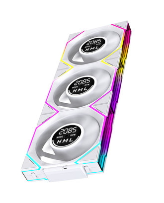 Interstellar V4 DGT Block FAN 360 White Reverse ( 3x Fans 12cm / ARGB Sync / 2100rpm / Speed Display / PWM / High Performance Fan ) 
