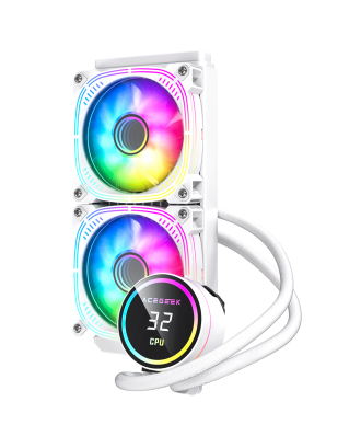 Acegeek Temp C240 White ( Liquid Cooling dual Fans / Support Intel and AMD CPU / ARGB Sync 5V )
