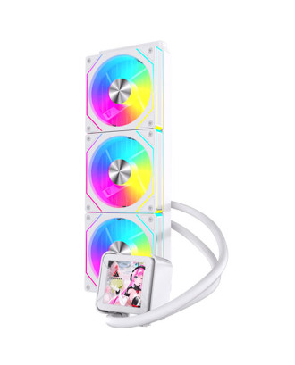 Liquid Cooler Acegeek CryoScreen 360 White ( 360mm Liquid Cooling /  2.8" LCD scree / Support Intel and AMD CPU)