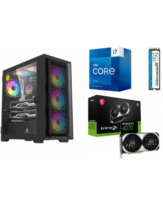 Desktop Gaming / Design ( i7 13700F / Ram 16GB / M.2 PCIe 1TB / MSI RTX 4070 VENTUS 2X OC 12GB  ) 