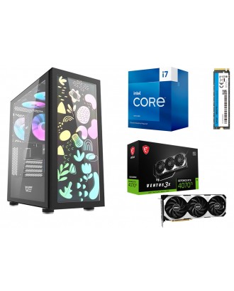 Desktop Gaming / Design ( i7 13700F / Ram 32GB / M.2 PCIe 1TB / MSI RTX 4070Ti VENTUS 3X OC 12GB  ) 