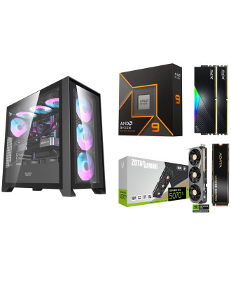 Desktop Gaming / Design ( Ryzen 9 9900X / Ram 32GB / M.2 PCIe​ 1TB 4.0 / ZOTAC RTX 5070Ti 16GB  ) 