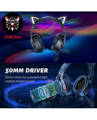 HEADSET ONIKUMA K9 CAT EAR GAMING WITH RGB BACKLIGHT