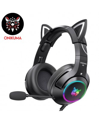 HEADSET ONIKUMA K9 CAT EAR GAMING WITH RGB BACKLIGHT