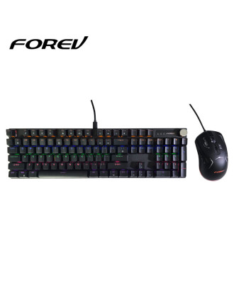 Keyboard & Mouse Set Gaming Forev Q600 Mechanical Blue Switches