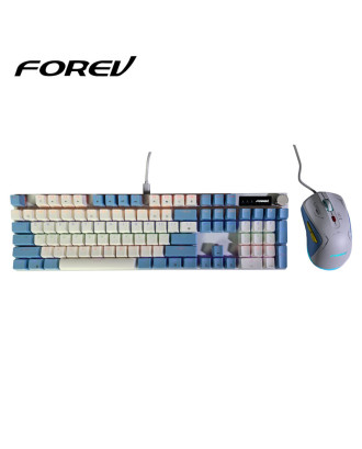 Keyboard & Mouse Set Gaming Forev Q600 Mechanical Blue Switches