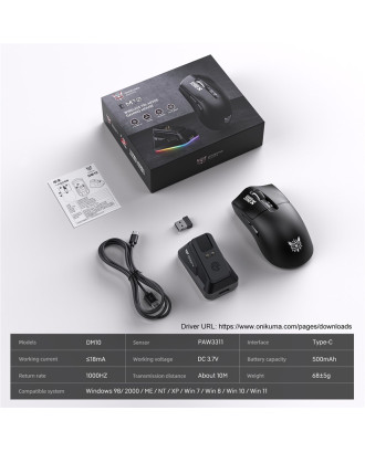 MOUSE ONIKUMA DM10 (Bluetooth / 2.4GHz / Wired) MOUSE ONIKUMA DM10 (Bluetooth / 2.4GHz / Wired)