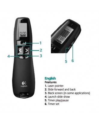 Logitech R800 Pro Presentation Remote with LCD Display 
