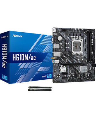 Asrock H610M/ac (LGA 1200 / M.2 slot / WiFi + Bluetooth / HDMI , DP , VGA Ports  )