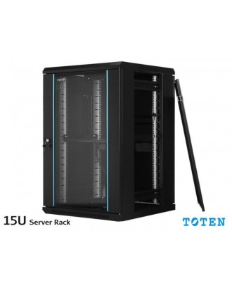 TOTEN 15U Wall Mount Rack (W600 x D600 x H855mm) Glass Door