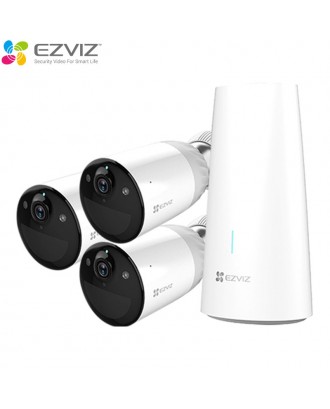 EZVIZ BC1-B3 BATTERY CAMERA KIT WITH 3CAMERAS + BASE STATION 