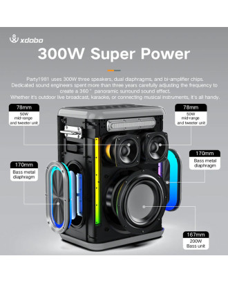 Xdobo Sinoband Party 1981 300W Karaoke Speaker (Dual Microphone)